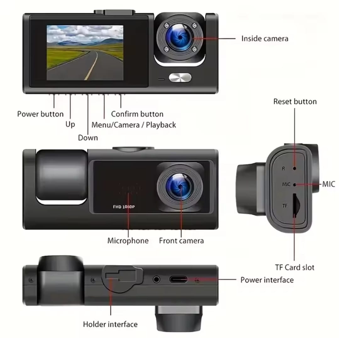 Cámara de Grabación para Auto 2 Lentes 1080P Full HD – Protección Total en Cada Trayecto